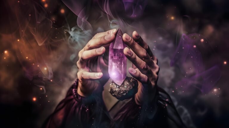 psychic, crystal, gem, diamond, jewelry, gemstone, jewel, amethyst, space, cosmos, astronomy, planet, dark, constellation, ai generated