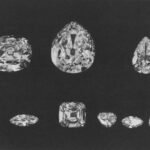 Collection of sparkling diamonds on a dark background