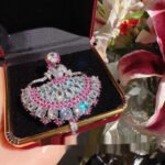 Rainbow Gemstone Jewelry Set – Vintage Floral Necklace Earrings Brooch for Women - Image 9