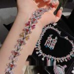 Rainbow Gemstone Jewelry Set – Vintage Floral Necklace Earrings Brooch for Women - Image 7