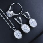 Bridal Zircon Jewelry Set with Hair Claw – Necklace Earrings Bracelet Wedding Set - Image 7