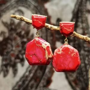Emperor Stone Earrings – Retro Geometric Ethnic Statement Earrings for Women - Image 3