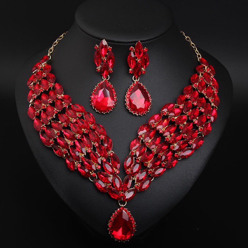 0f5a3924-1a45-442c-946e-412ec6dfae11.jpg Crystal African Necklace & Earring Set – Elegant Water Drop Jewelry for Women - Image 1