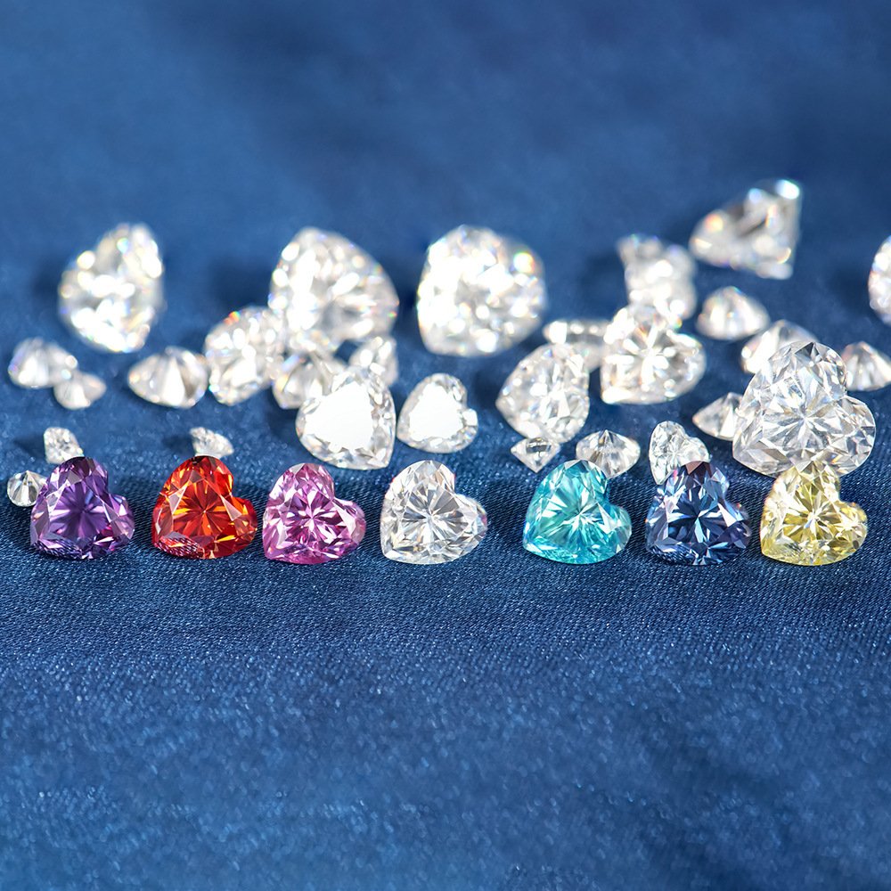 0f99f1e0-9536-4556-8786-d32af0aa5d64.jpg Heart Shape Moissanite Stone – Colorful Lab Created Diamond Alternative - Image 1