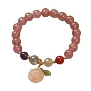 Strawberry Quartz Style Bracelet – Red Beaded Ethnic Lucky Charm Bracelet - Image 2