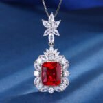 Gold Plated Jewelry Set with Red Corundum – Necklace Earrings Ring for Women - Image 4