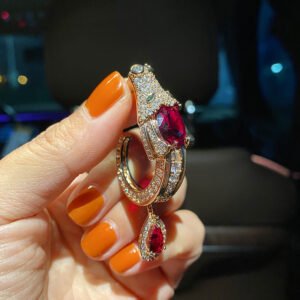 Dragon Ruby Earrings – Retro China Chic Gold Plated Fashion Earrings for Women - Image 2