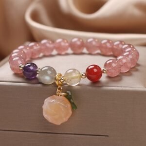 Strawberry Quartz Style Bracelet – Red Beaded Ethnic Lucky Charm Bracelet - Image 4