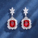 Gold Plated Jewelry Set with Red Corundum – Necklace Earrings Ring for Women - Image 3