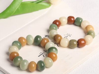 Bodhi Seed Bracelet for Women – White Jade Style Minimalist Beaded Bracelet