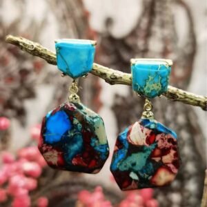 Emperor Stone Earrings – Retro Geometric Ethnic Statement Earrings for Women - Image 2