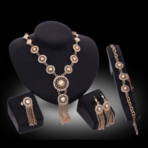 Women’s Party Jewelry Set Gold Tone – Star Moon Necklace Earrings Bracelet