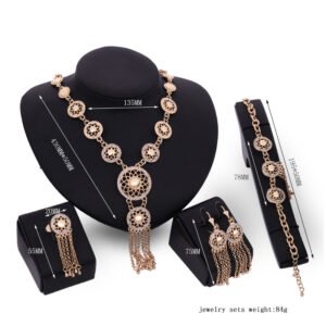 Women’s Party Jewelry Set Gold Tone – Star Moon Necklace Earrings Bracelet - Image 5