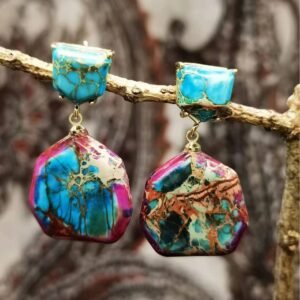 Emperor Stone Earrings – Retro Geometric Ethnic Statement Earrings for Women - Image 5