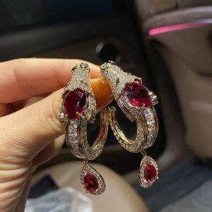 Dragon Ruby Earrings – Retro China Chic Gold Plated Fashion Earrings for Women - Image 4