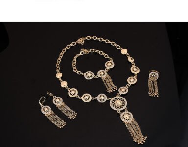 Women’s Party Jewelry Set Gold Tone – Star Moon Necklace Earrings Bracelet - Image 6