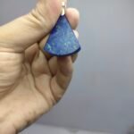 Natural Lapis Lazuli Fan Pendant 55ct Pyrite Afghanistan Stainless Hook - Image 10
