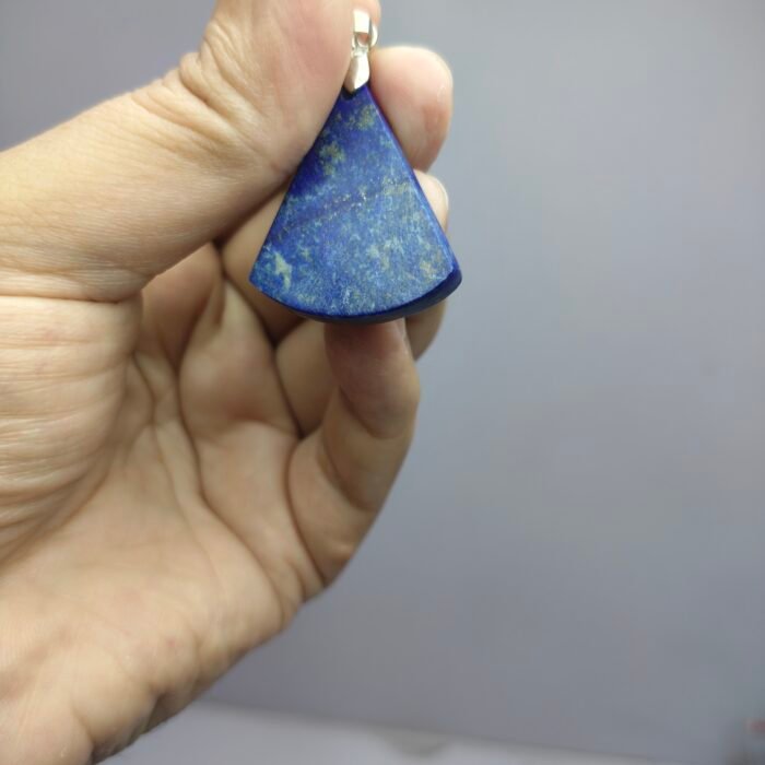 Natural Lapis Lazuli Fan Pendant 55ct Pyrite Afghanistan Stainless Hook - Image 10