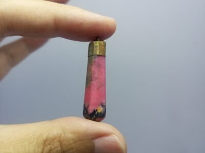 Natural Pink Rhodonite Copper Pendant Pakistan Origin Rhodonite Pink Stone Vintage Necklace