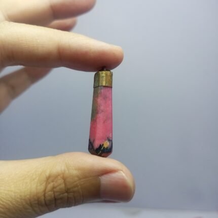 Natural Pink Rhodonite Copper Pendant Pakistan Origin Rhodonite Pink Stone Vintage Necklace