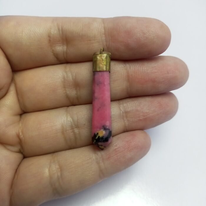 Natural Pink Rhodonite Pendant Handmade Copper Antique Style - Image 3