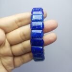 Natural Lapis Lazuli Polished Bracelet Afghanistan Origin Deep Blue Pyrite Vintage Handmade Jewelry
