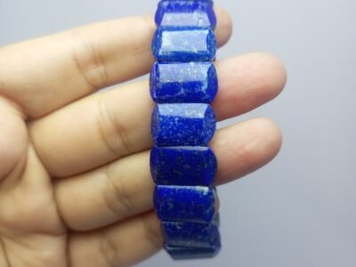 Natural Lapis Lazuli Polished Bracelet Afghanistan Origin Deep Blue Pyrite Vintage Handmade Jewelry