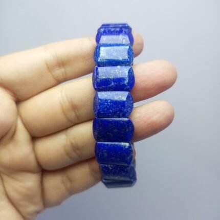 Natural Lapis Lazuli Polished Bracelet Afghanistan Origin Deep Blue Pyrite Vintage Handmade Jewelry