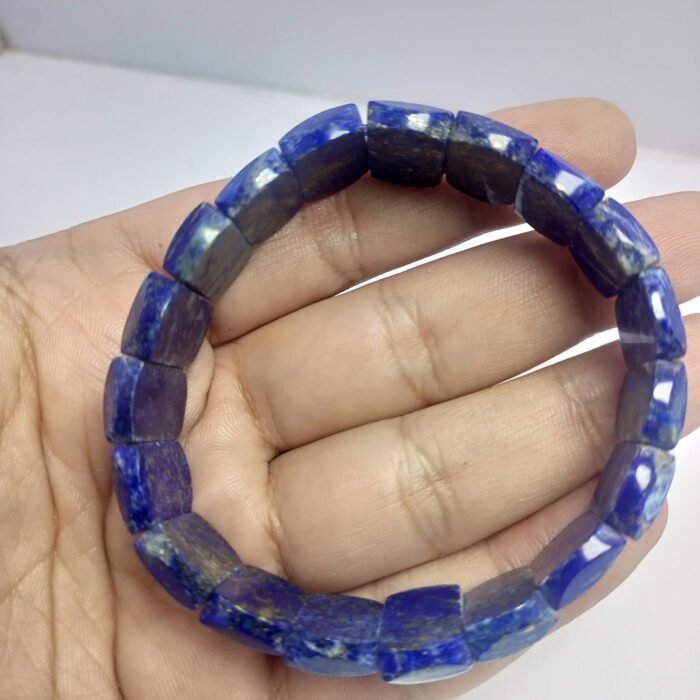Natural Lapis Lazuli Bracelet 18mm Polished Pyrite Afghanistan - Image 2