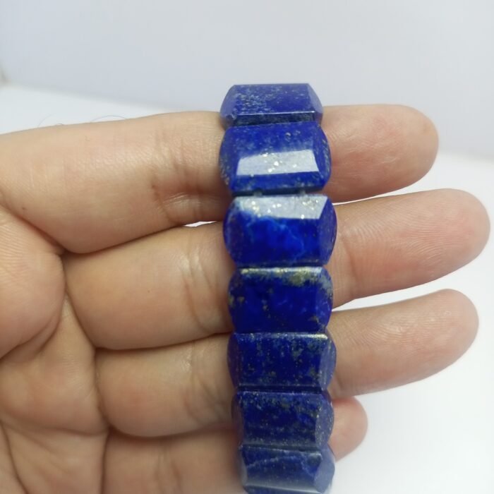 Natural Lapis Lazuli Bracelet 18mm Polished Pyrite Afghanistan - Image 4
