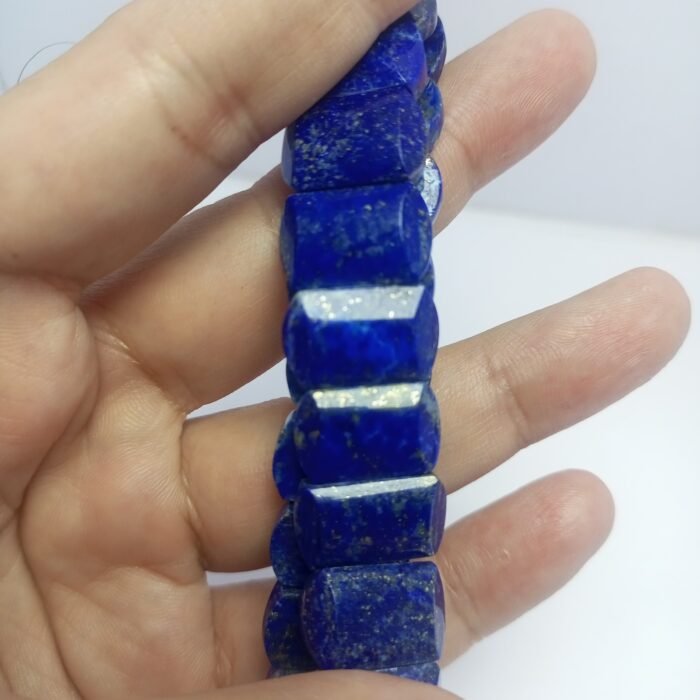 Natural Lapis Lazuli Bracelet 18mm Polished Pyrite Afghanistan - Image 5