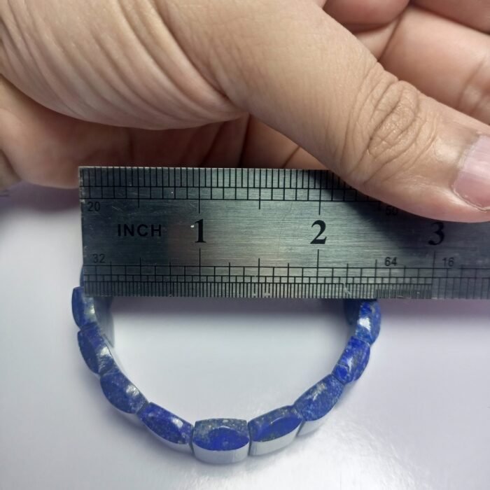 Natural Lapis Lazuli Bracelet 18mm Polished Pyrite Afghanistan - Image 6