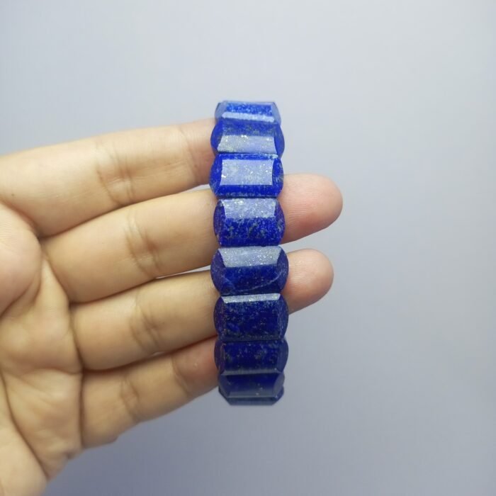 Natural Lapis Lazuli Bracelet 18mm Polished Pyrite Afghanistan - Image 7