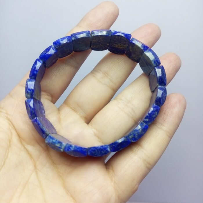 Natural Lapis Lazuli Bracelet 18mm Polished Pyrite Afghanistan - Image 9