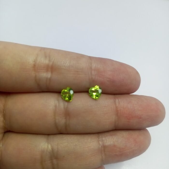 Natural Peridot Heart Pair 1.75ct 6mm Pakistan Gemstones - Image 2