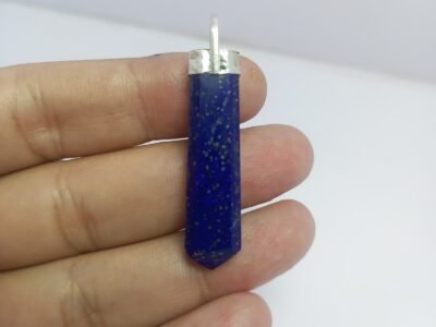 Natural Lapis Lazuli Silver Pendant Afghanistan Origin Deep Blue Pyrite Vintage 925 Jewelry