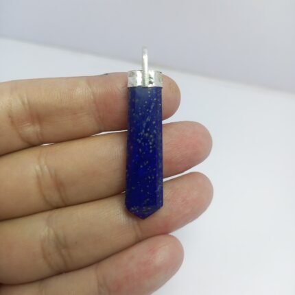 Natural Lapis Lazuli Silver Pendant Afghanistan Origin Deep Blue Pyrite Vintage 925 Jewelry