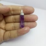 Natural Amethyst Silver Pendant Genuine Purple Quartz Crystal Vintage 925 Jewelry