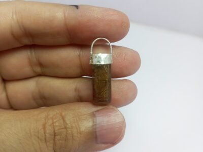 Natural Golden Rutile Quartz Pendant Pakistan Origin Raw Rutilated Crystal Vintage 925 Jewelry