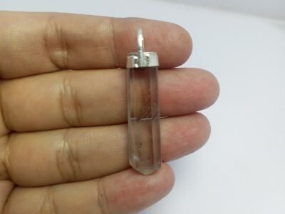 Natural Quartz Sterling Silver Pendant Pakistan Origin Handmade 925 Vintage Setting