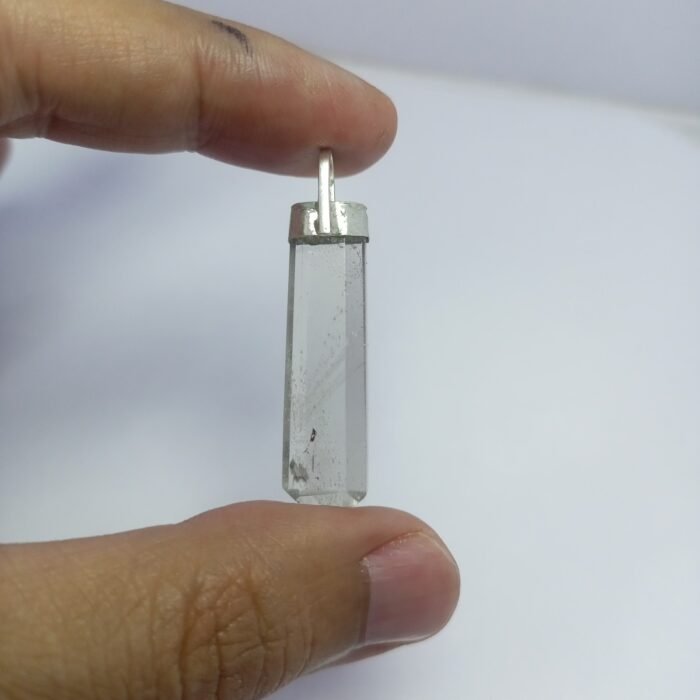 Natural Clear Quartz Crystal 925 Sterling Silver Gemstone Handmade Pendant - Image 3
