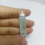 Natural Aquamarine Silver Pendant Pakistan Origin Raw Aqua Blue Beryl Vintage 925 Jewelry