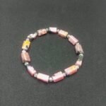 Natural Pink Rhodonite Beaded Bracelet Handmade | Stretch Rubber Cord | Gift - Image 2