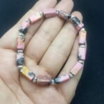 Natural Pink Rhodonite Beaded Bracelet Handmade | Stretch Rubber Cord | Gift - Image 3