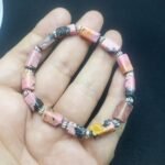 Natural Pink Rhodonite Beaded Bracelet Handmade | Stretch Rubber Cord | Gift - Image 5