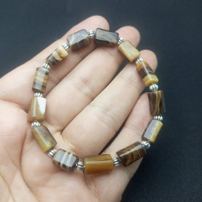 Natural Chocolate Calcite Beaded Bracelet Handmade | Stretch Elastic Cord | Gift - Image 5