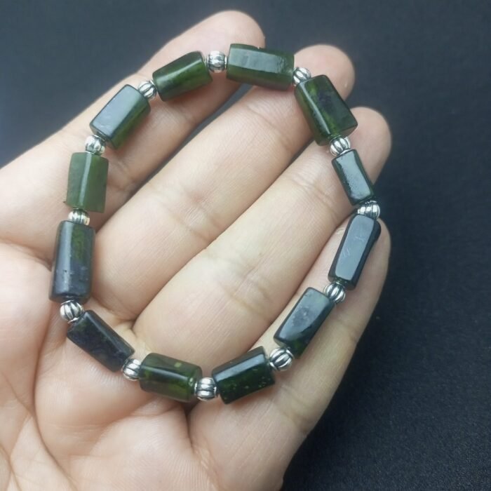 Natural Seraphinite Beaded Bracelet Handmade | Stretch Cord | Gift Jewelry - Image 4