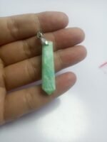 Natural Amazonite Steel Hook Pendant Pakistan Origin Polished Greenish Gemstone Jewelry
