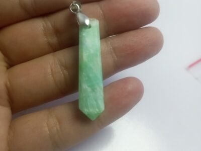 Natural Amazonite Steel Hook Pendant Pakistan Origin Polished Greenish Gemstone Jewelry