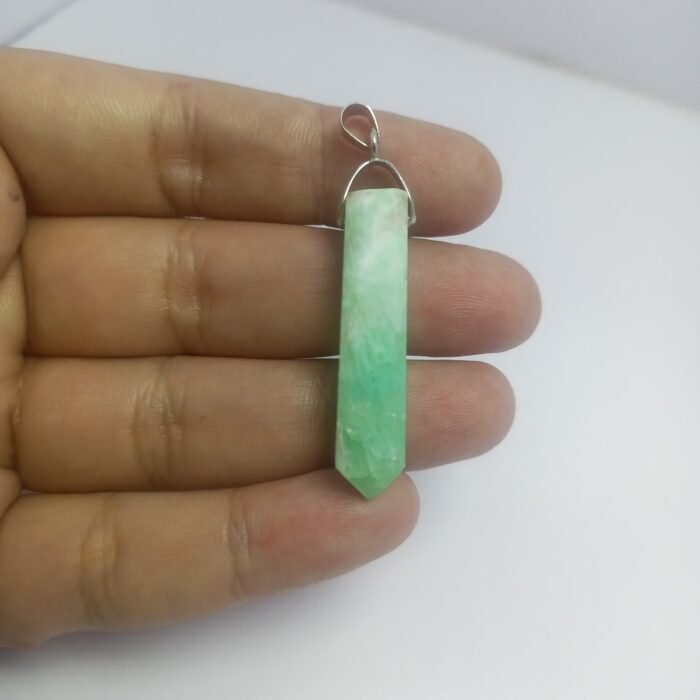 Natural Amazonite Pendant Steel Hook Green Gemstone 39.30ct Pakistan - Image 2